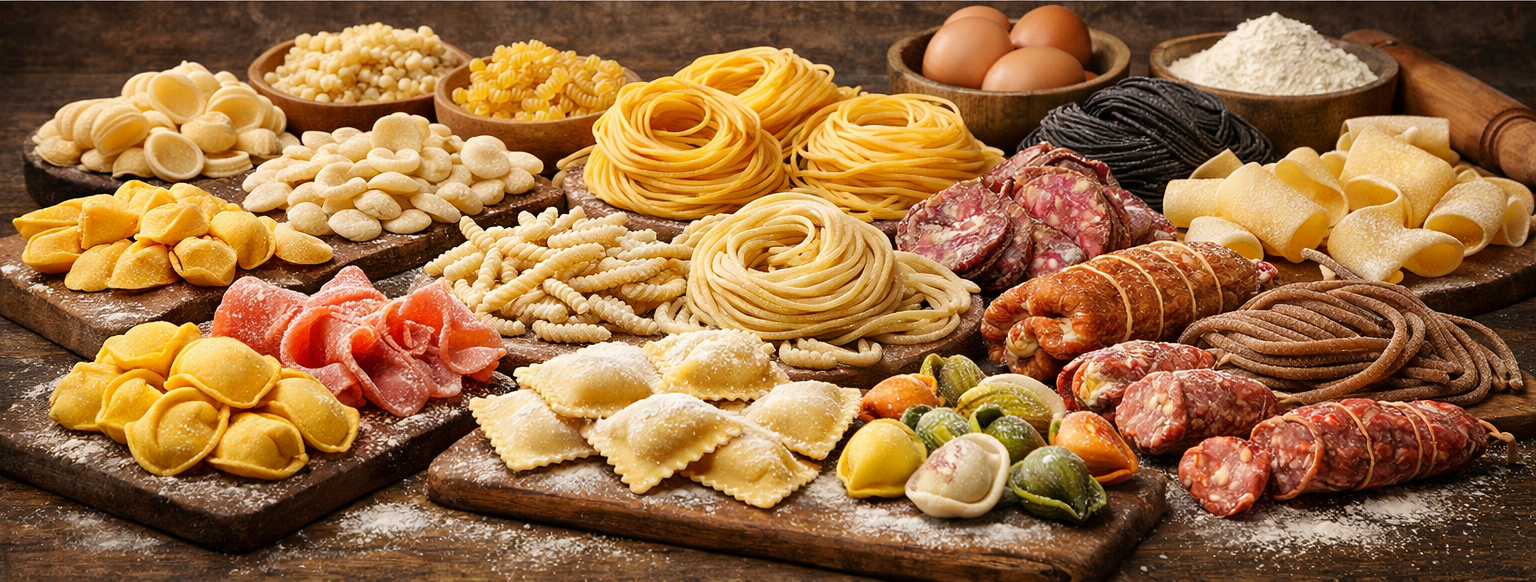 Tradicionalna italijanska testenina, proizvodi od žitarica i zanatski prehrambeni specijaliteti karakteristični za različite regione Italije.